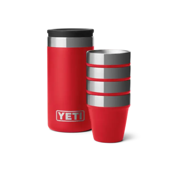 Yeti Shot Glasses and Case. Rescue Red