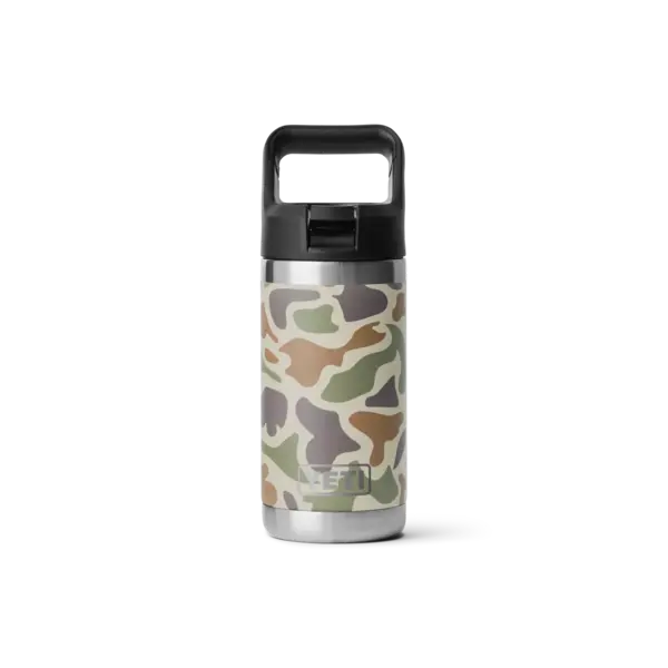Yeti Rambler Jr 355mL Kids Water Bottle w/Color Match Straw Cap. Tan Camo