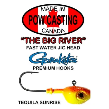 The Big River Fast Water Jig Head. 1/2oz Taquila Sunrise 2-pk