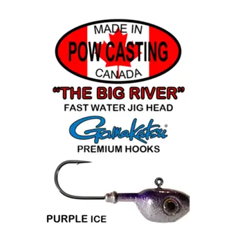 The Big River Fast Water Jig Head. 1/2oz Purple Ice 2-pk