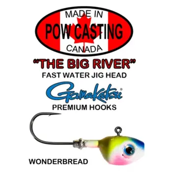 The Big River Fast Water Jig Head. 1/2oz Wonderbread 2-pk