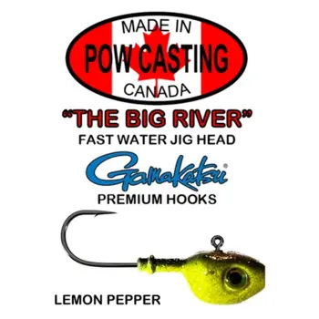 The Big River Fast Water Jig Head. 1/2oz Lemon Pepper 2-pk