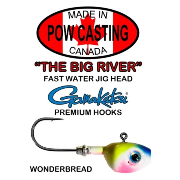The Big River Fast Water Jig Head. 5/8oz Wonderbread 2-pk