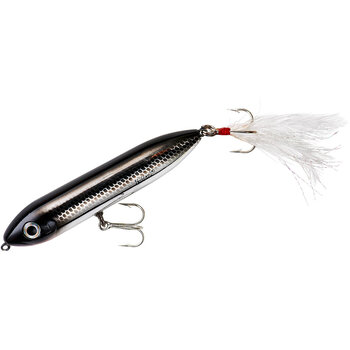 Heddon Super Spook Jr Black Shiner Feathered