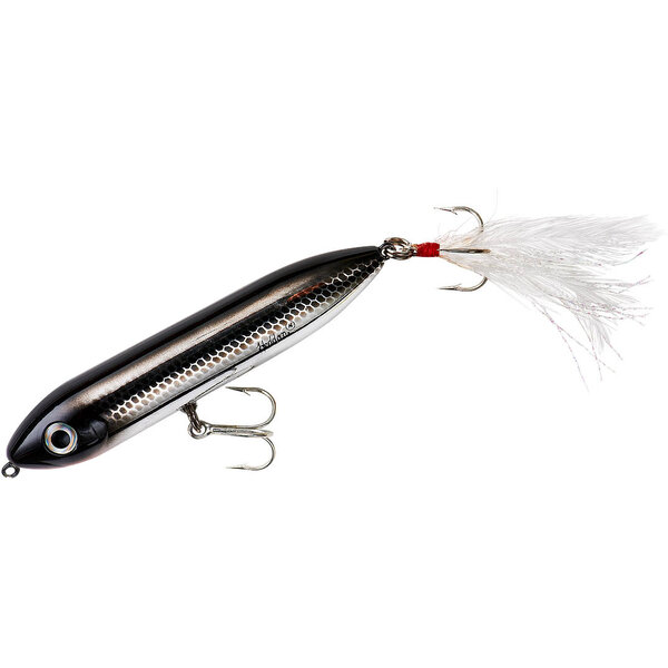 Heddon Super Spook Jr Black Shiner Feathered