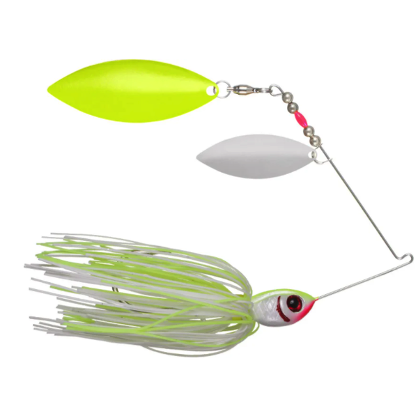 Booyah Glow Blade 1/2oz Spinnerbait. White Chartreuse Double Willow