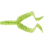 Mister Twister 4" Double Tail. 10pk. Chartreuse Flake.