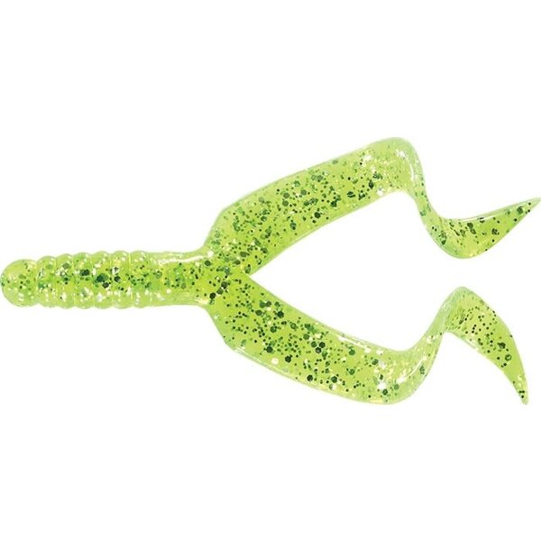 Mister Twister 4" Double Tail. 10pk. Chartreuse Flake.