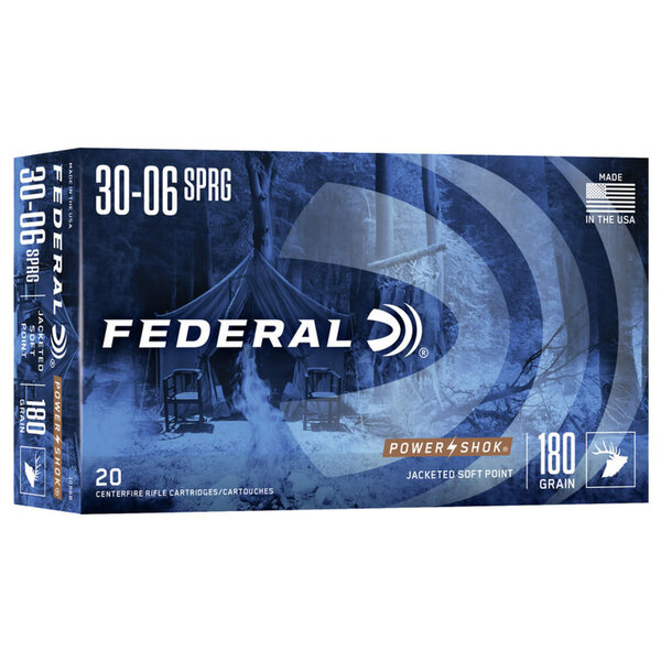 Federal Federal Power-Shok Ammo, 30-06 180gr 2700fps Soft Point 20rds