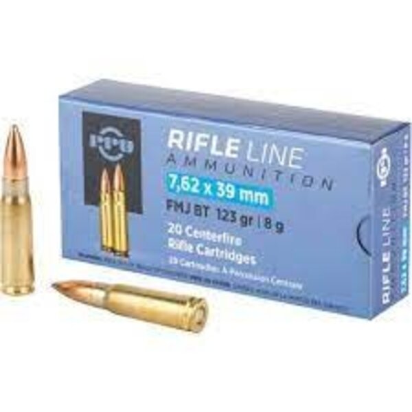 PPU 7.62x39 123gr FMJ Ammuntion Box of 20