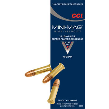 CCI CCI Mini-Mag Target 1235fps Ammo 22 LR 40gr Copper Plated Round Nose 100 Rounds