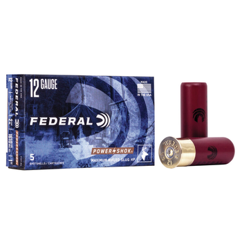 Federal Power-Shok Ammo, 12ga 2-3/4" 1oz Hollow Point Rifled Slug 5rds