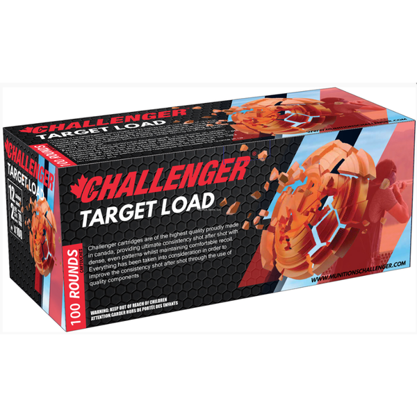 Challenger Challenger Ammo Target Load 100Rds Pack, 12ga 2-3/4" #8,3 Dram 1-1/8oz 1200fps