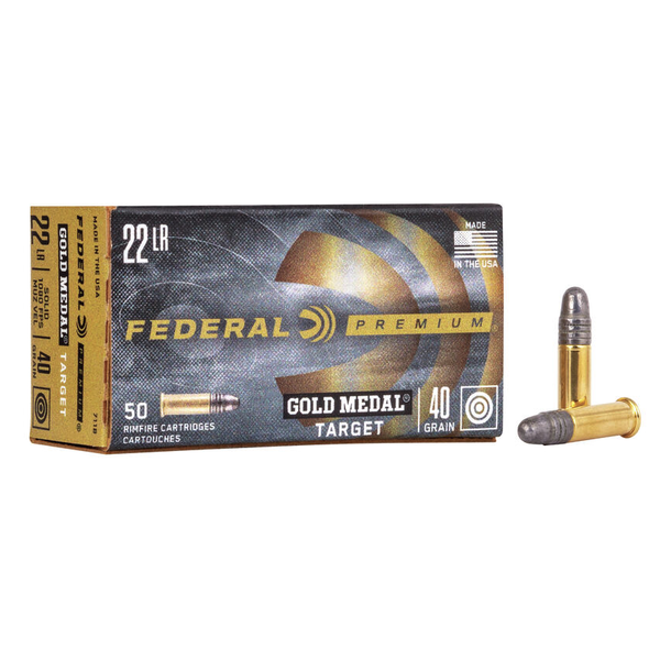 Federal Federal Premium Gold Medal Target 22 LR Ammo 40gr Lead Round Nose 50rds