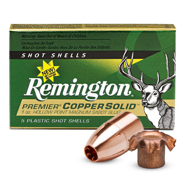 Remington Remington Premier Ammo 12ga 2-3/4" 1oz Copper Solid Sabot Slug Lead Free 5 Rounds