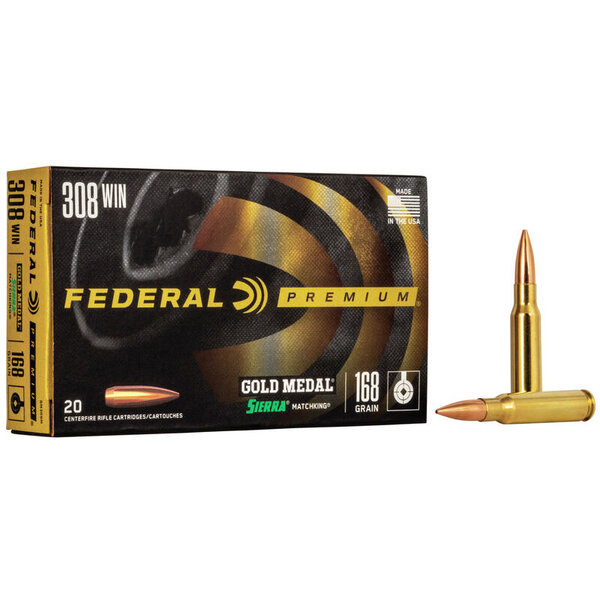 Federal Gold Medal Ammo, 308Win 168gr Sierra Match King BTHP 20rds