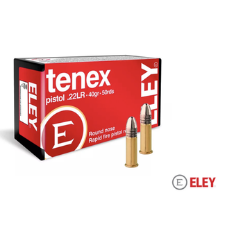 Eley Tenex Pistol 22 LR Rimfire Ammo, 40Gr RN – 50Rds
