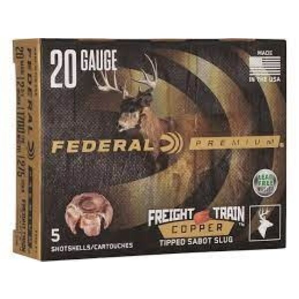 Federal Federal Premium Freight Train Copper Tipped Sabot Slug, 20Ga 2 3/4” 275gr 1700FPS – 5Rds