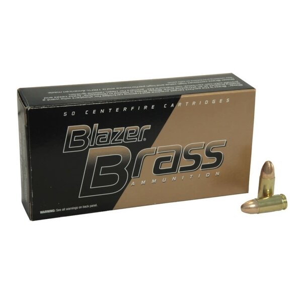 CCI CCI Blazer Brass Ammunition, 9mm Luger, 115 Grain, Full Metal Jacket, 5200 - Box of 50