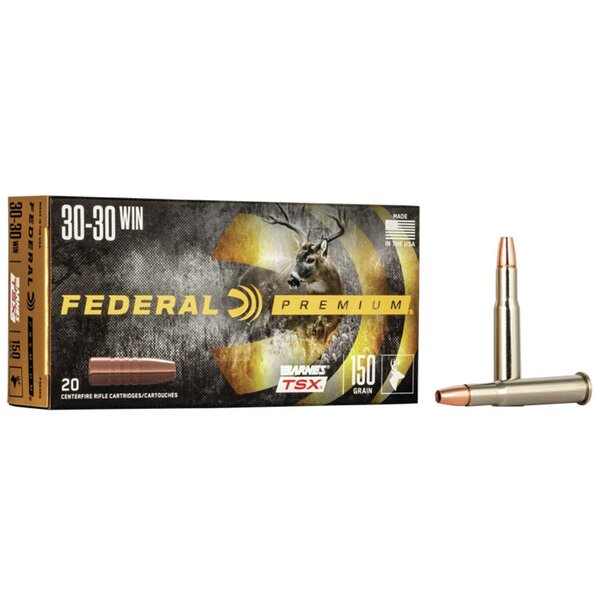 Federal P3030G Premium Barnes TSX Rifle Ammo, 30-30, 150 Grain, 20