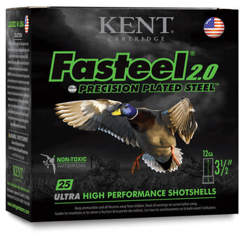 Kent Kent Fasteel 2.0 Precision Plated Steel Waterfowl Ammo, 12ga 3-1/2" 1-3/8oz #BBB Shot 1550fps 25rds
