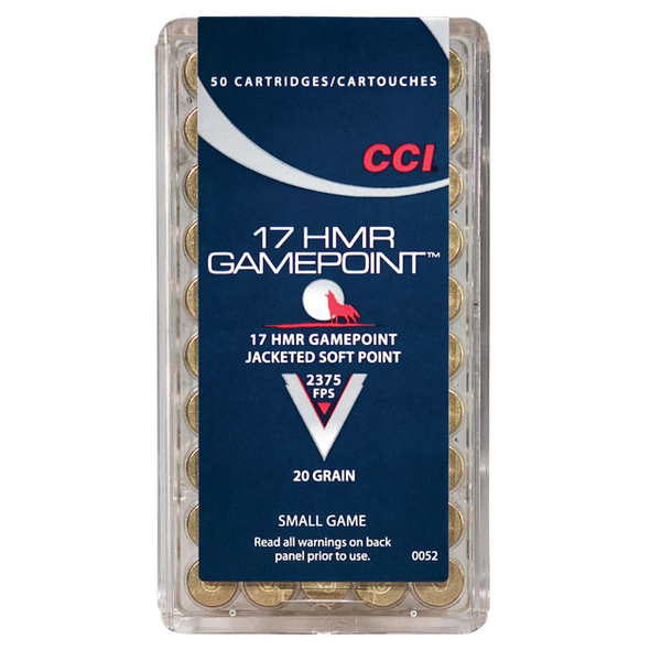 CCI CCI 17 HMR Gamepoint Jacketed Soft Point 20gr 2375fps