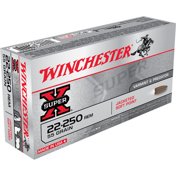 Winchester Winchester Super-X Ammo 22-250 Rem 55gr Pointed Soft Point 20 Rounds