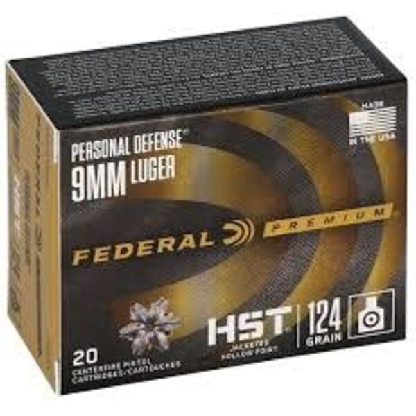 Federal Federal Premium Personal Defense 9mm Luger 124gr HST Jacketed Hollow Point 20 Per Box 10 Cs