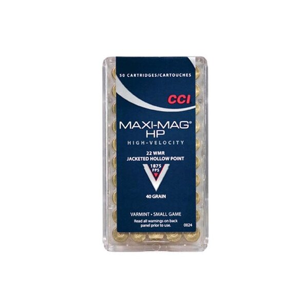 CCI CCI Maxi-Mag Ammo 22 WRM 40gr Jacketed Hollow Point 50 Rounds