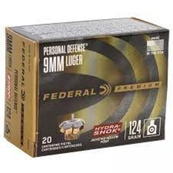 Federal P9HS1 Premium Personal Defense Pistol Ammo 9MM, Hydra-Shok