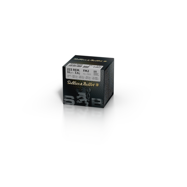 S&B Sellier & Bellot 223 Rem 55 grain FMJ Ammo 100 rd