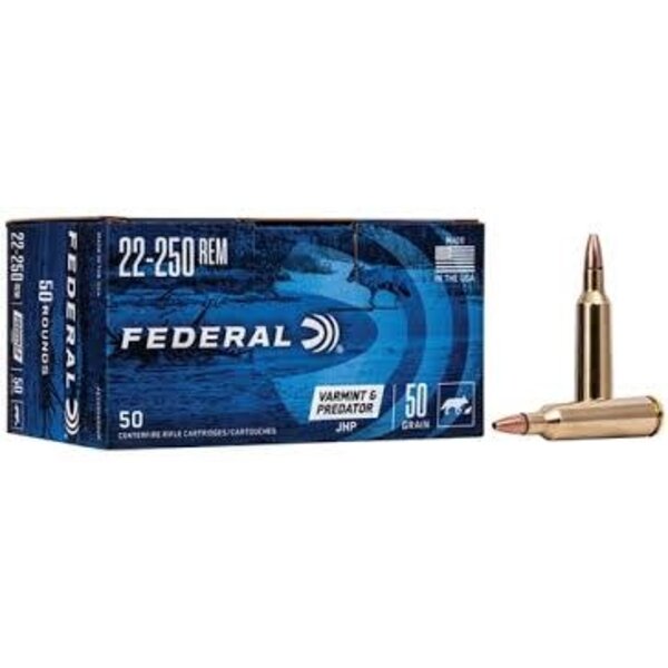 Federal Federal American Eagle Varmint & Predator Rifle Ammunition 22-250 Rem. 50 gr JHP 3850 fps 50/ct