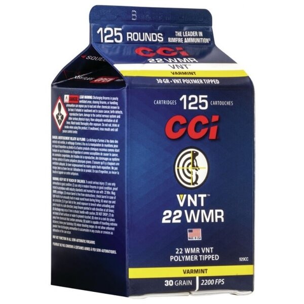 CCI CCI 929CC VNT Rimfire 22 WMR 30 gr Varmint Tipped 125 Per Box
