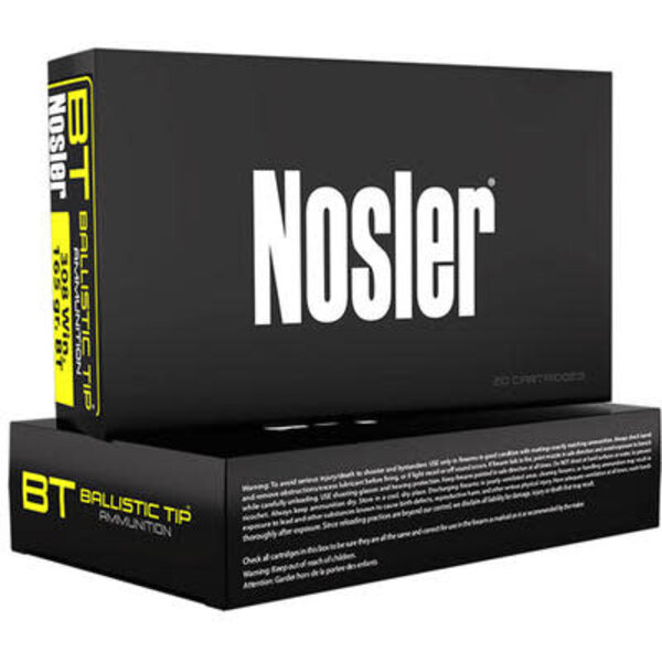 Nosler Nosler 40050 BT Ballistic Tip Rifle Ammo 243 WIN, Hunting, 90 Grains