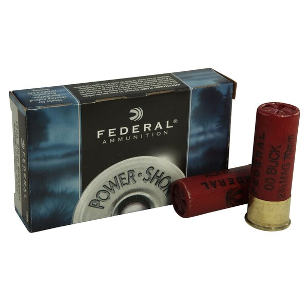 Federal Power-Shok Ammunition 12 Gauge 2-3/4" Buffered 00 Buckshot 12 Pellets Box of 5