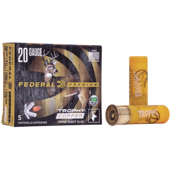 Federal Federal Vital-Shok 20 Gauge Ammunition 5 Rounds 2-3/4" 5/8oz Copper Sabot Slug 1700fps