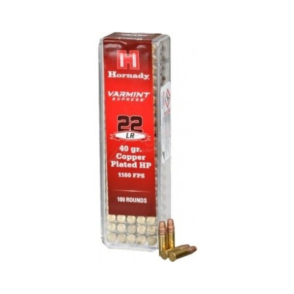Hornady Hornady 83212 Rimfire Varmint Express Ammo 22 LR, 40 Gr, HP, 100 Rnd, Boxed