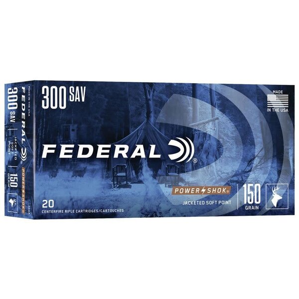 Federal Federal Power-Shok Rifle Ammo 300 Sav 150gr Soft Point 20 Rounds