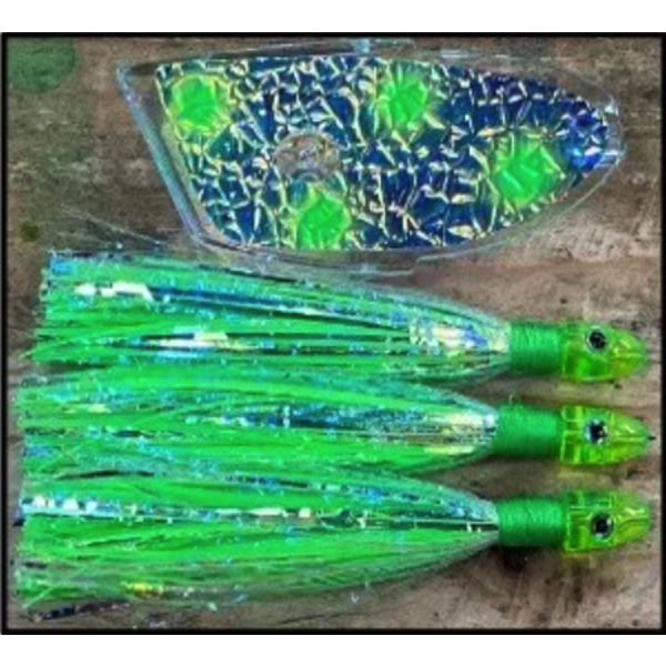 Ito Flies Meat Rig. Clear Crush Green Dot Bay Rat 17-157-3