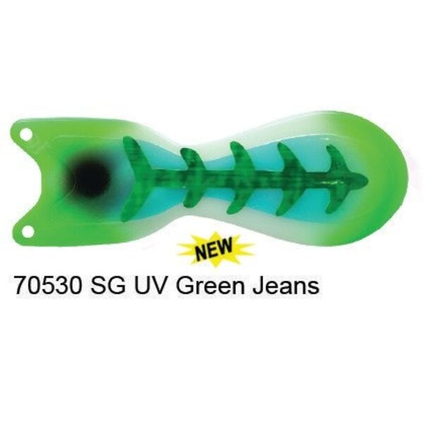 Dreamweaver Spin Doctor 8" Flasher Super Glow UV Green Jeans