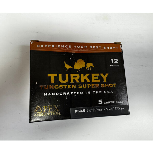 Apex Turkey Tungsten Super Shot 12 Gauge 3 1/2" #7 Shot (5 Rounds)