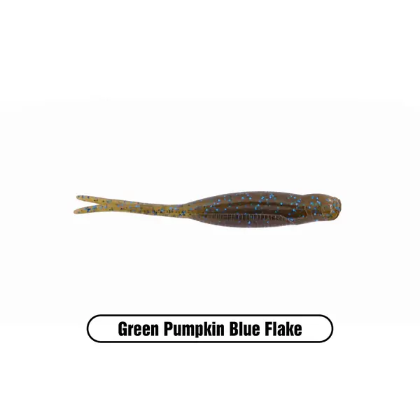 X Zone Stealth Finesse Series 2.75" Scented Stealth Minnow. Green Pumpkin Blue Flake