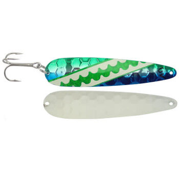 Wolverine Tackle Silver Streak 4" Standard Spoon Blue Dolphin w/Glow Back