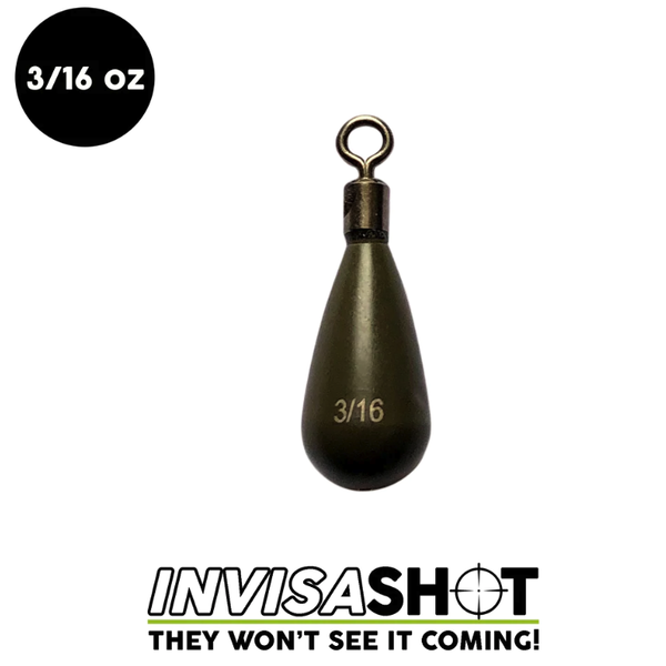 Woo Tungsten Invisashot Closed Eye 3/16oz Green Pumpkin Drop Shot Weight 3-pk