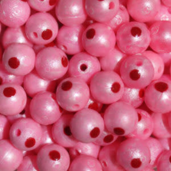 Troutbeads 8mm. Blood Dot Eggs. Pink