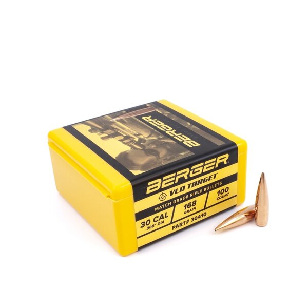 Berger .308 Dia 168Gr Match Target VLD Bullets Box of 100