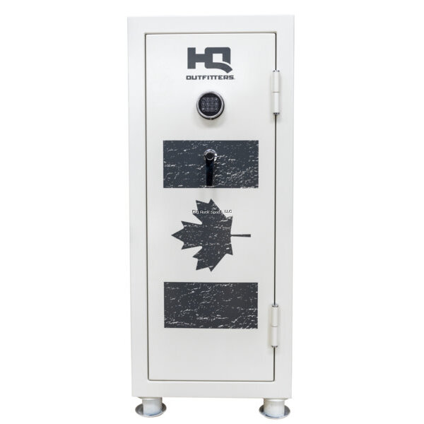 HQ Outfitters HQ-SFR-24CAF Canada Flag 'White Out' 24 Gun Safe, Electronic Keypad, Fire Rated 30Min 1400F/760C, Door Panel Storage, 55"x23.5"x21", White Canada Flag