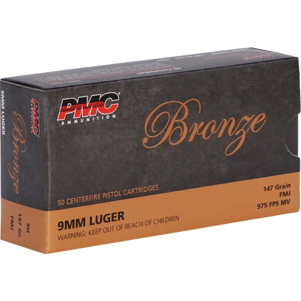 PMC Bronze 9mm Luger Ammunition 147 Grain Full Metal Jacket 50 PerBox