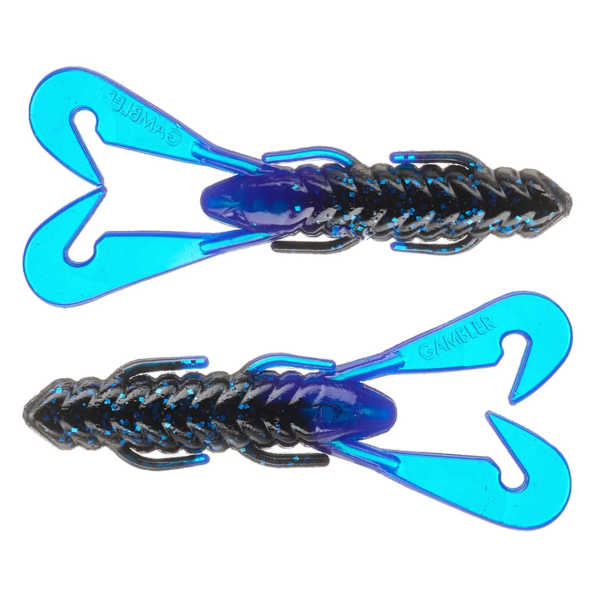Gambler Burner Craw 4" Green Pumpkin Black Blue Glitter Tip 7-pk