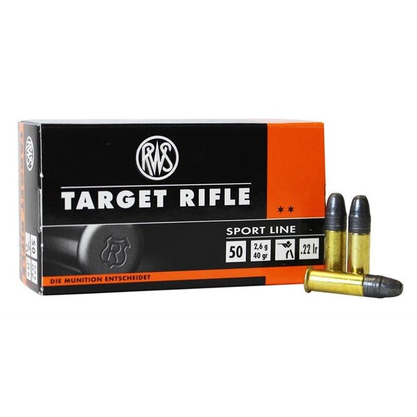 RWS Target Rifle 22 LR 40 Grain Lead Round Nose Ammo Box Of 50